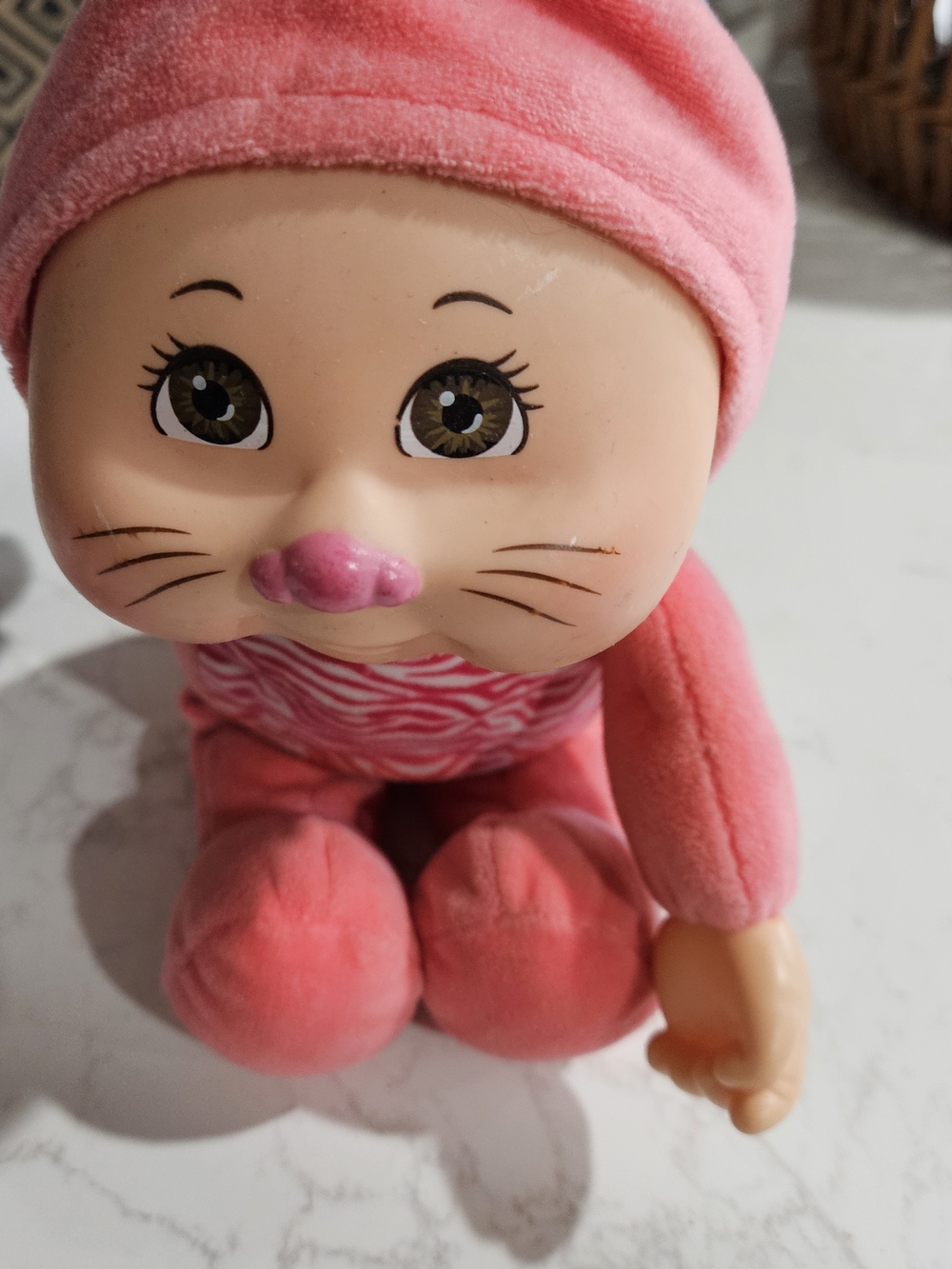 Pink Plush Baby Doll with Cat Nose Cabbage Patch Kid